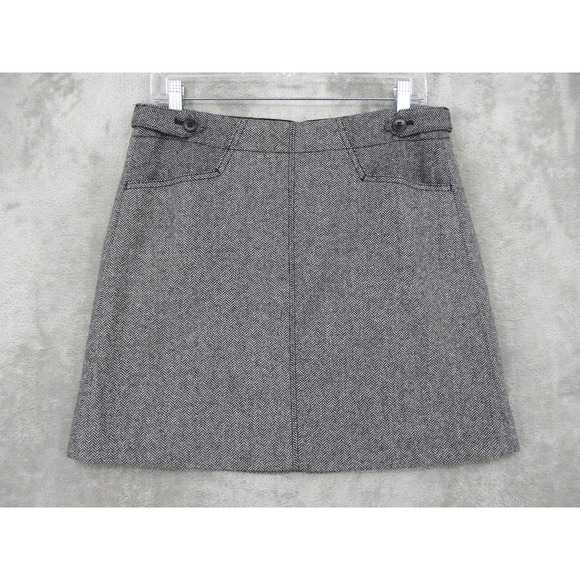 Madewell Skirt Womens 4 Wool Blend Herringbone Mini Preppy Academia Gray 90s - Picture 1 of 8